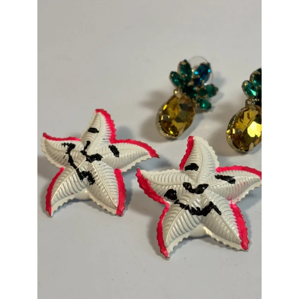 Pierced Novelty Vacation Earrings Fashion Pineapple Starfish - Picture 1 of 4